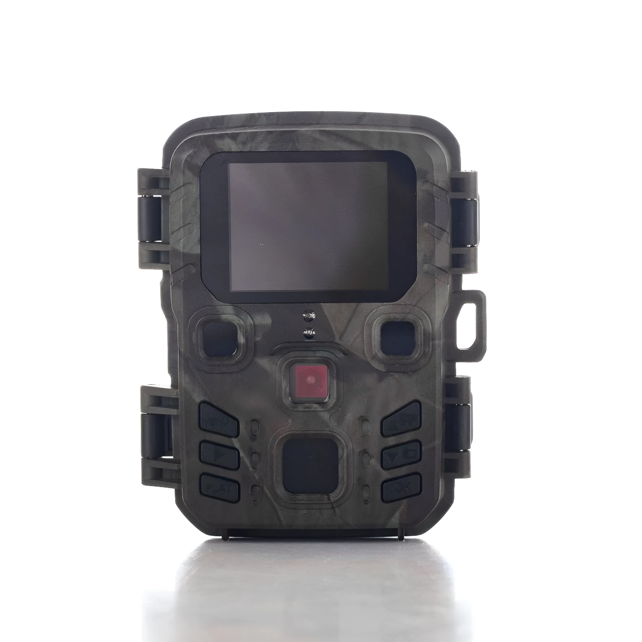 Black plastic infrared night vision security monitoring device with 12MP camera and TF card storage