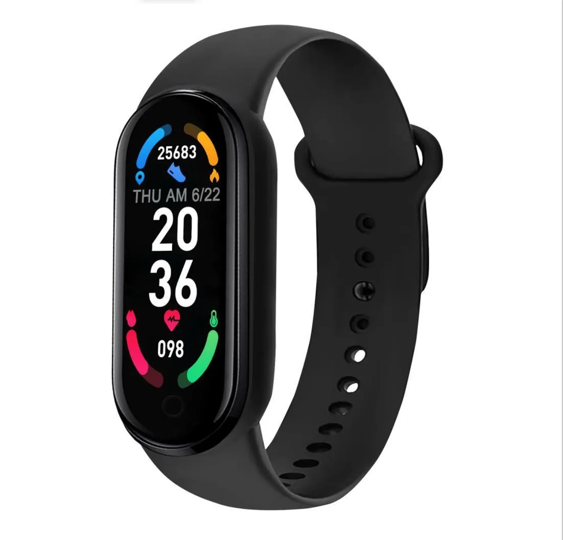 Smart fitness tracker bracelet with heart rate blood pressure blood oxygen monitor and 0.96 inch OLED display in black
