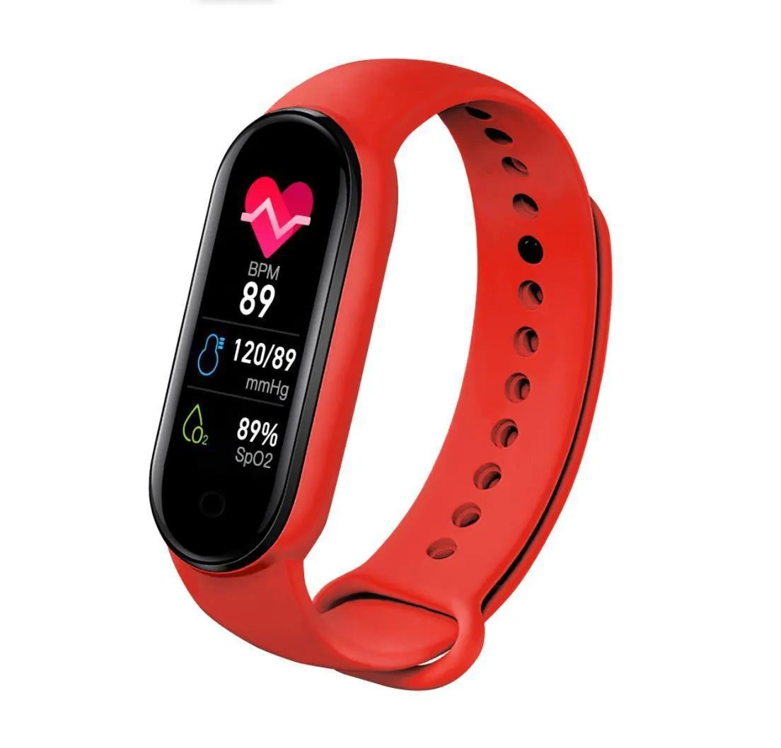 Smart fitness tracker bracelet with heart rate blood pressure blood oxygen monitor and 0.96 inch OLED display in black