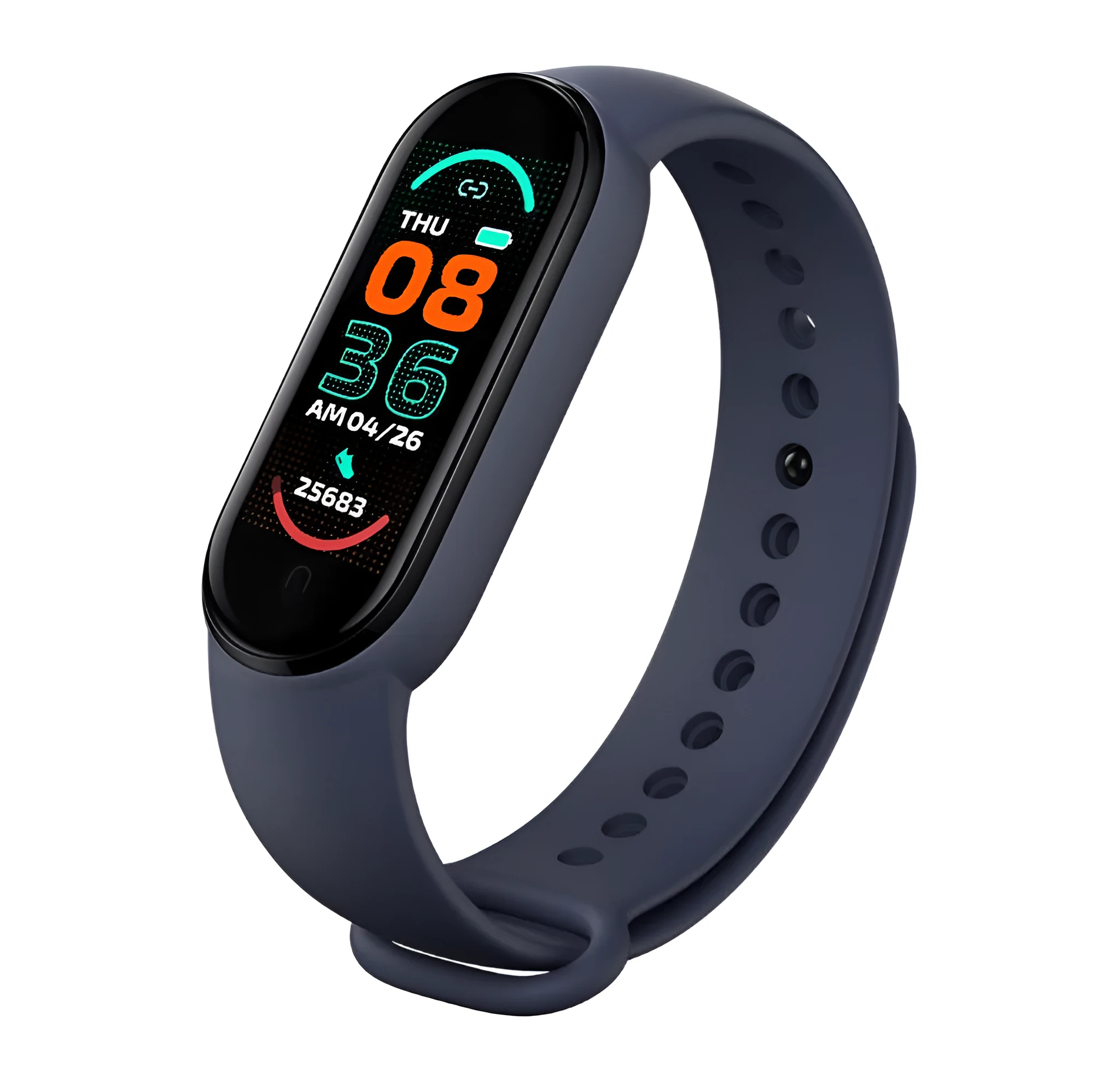 Smart fitness tracker bracelet with heart rate blood pressure blood oxygen monitor and 0.96 inch OLED display in black