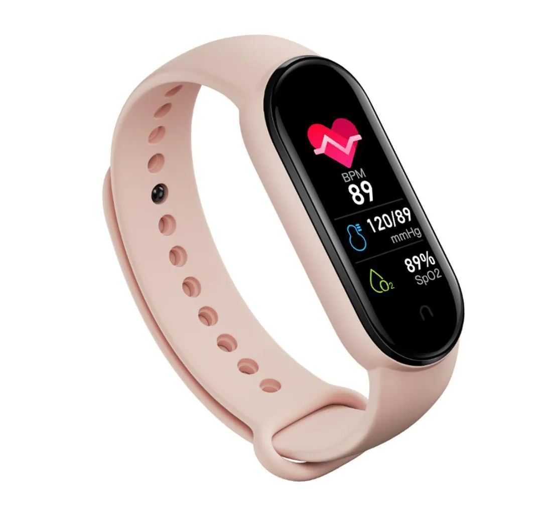 Smart fitness tracker bracelet with heart rate blood pressure blood oxygen monitor and 0.96 inch OLED display in black