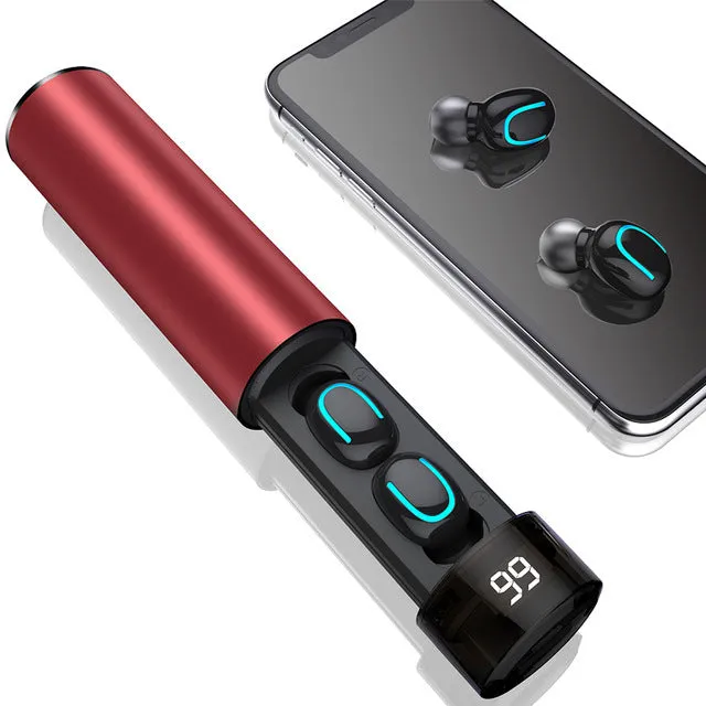 Q67 Bluetooth headset sports running TWS double ears wireless earbuds with charging case in golden and black colours