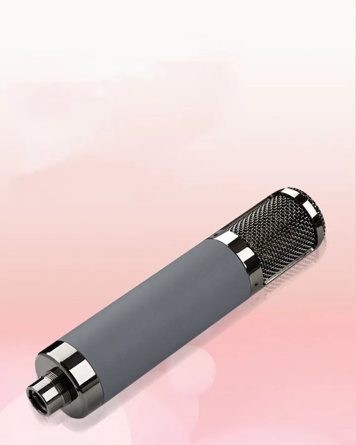 Condenser microphone with 34mm gold diaphragm and cardioid pickup on shockproof rack
