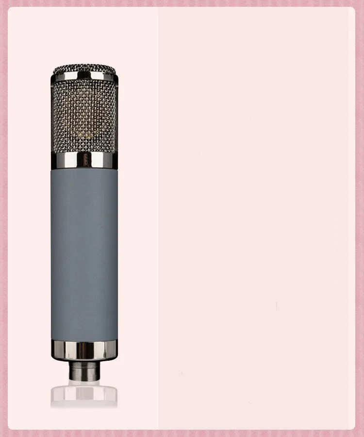 Condenser microphone with 34mm gold diaphragm and cardioid pickup on shockproof rack