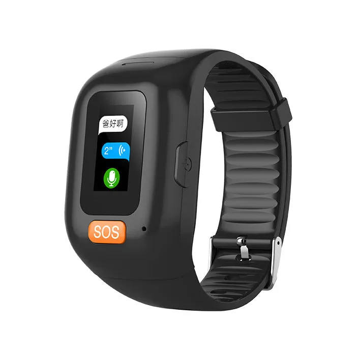 Black elderly positioning bracelet call tracker with wrist strap and 0.96-inch screen