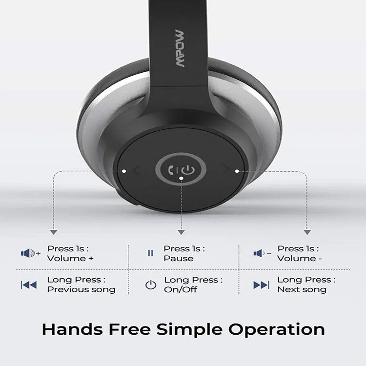 Black noise reduction earphone with head mounted design and Bluetooth 5.0