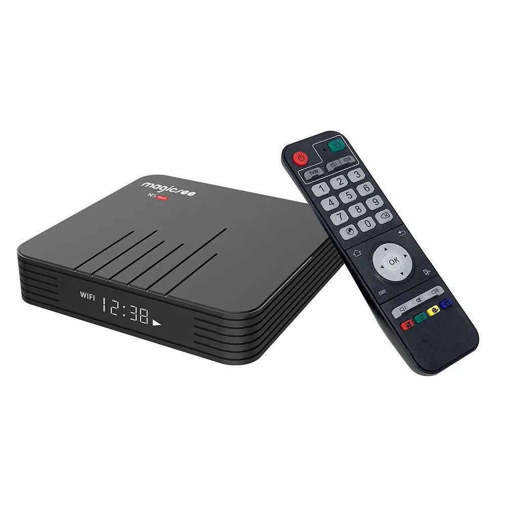 N5 MAX+ Android TV box in black with Amlogic S905X3 4GB RAM 64GB 4K HDMI 2.1 media streamer