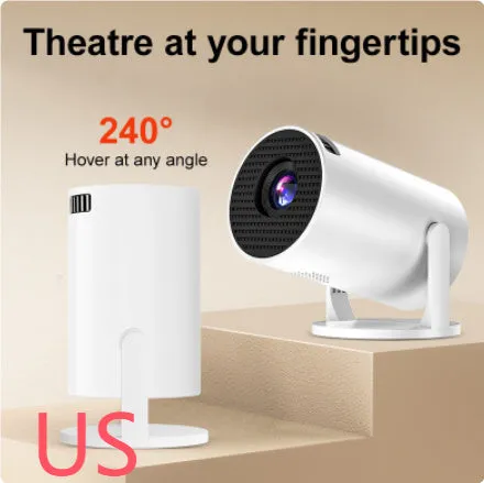 White mini wireless portable projector with HD 1080p resolution for home use
