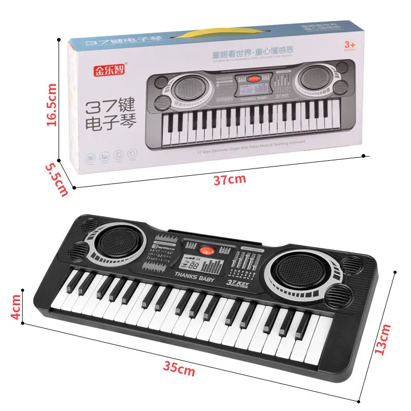Black plastic 37-key electronic organ toy for children aged 4-6
