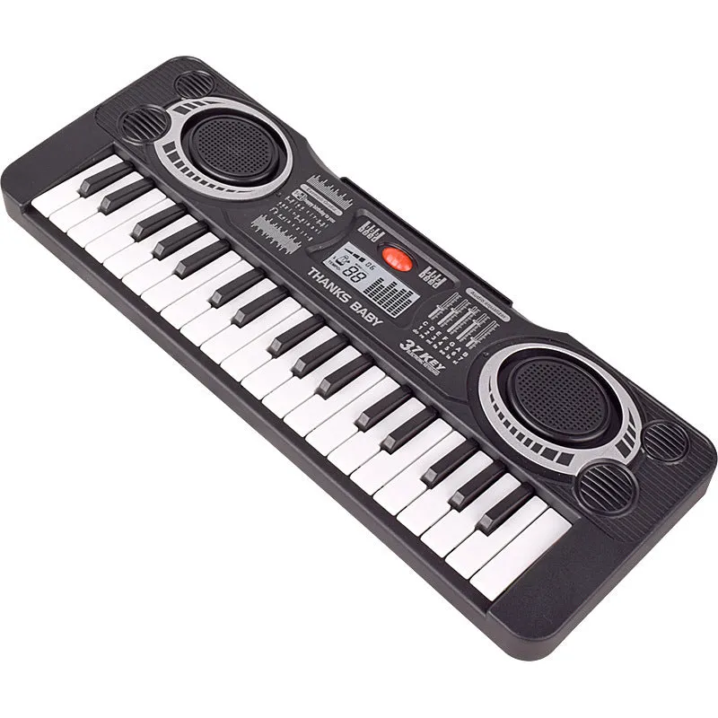 Black plastic 37-key electronic organ toy for children aged 4-6
