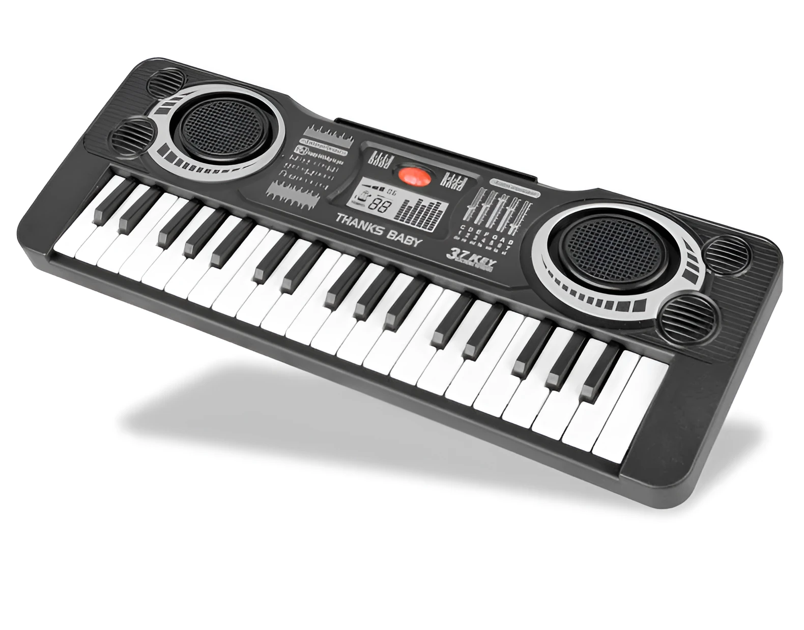 Black plastic 37-key electronic organ toy for children aged 4-6