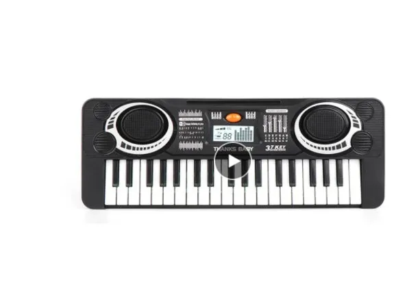 Black plastic 37-key electronic organ toy for children aged 4-6