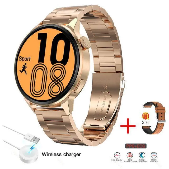 Fashionable smartwatch with Bluetooth calling and wireless charging on wrist showing 1.36-inch TFT screen