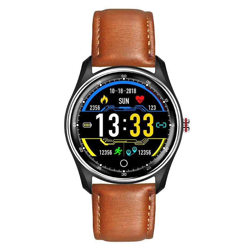 Heying smart bracelet men's sports watch with metal case, heart rate monitor, step counter, and remote selfie on a wrist