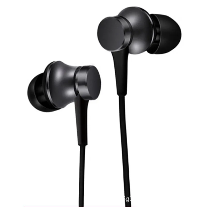 Piston style wired in-ear headphones with 3.5mm jack in black, blue, and red colour options.