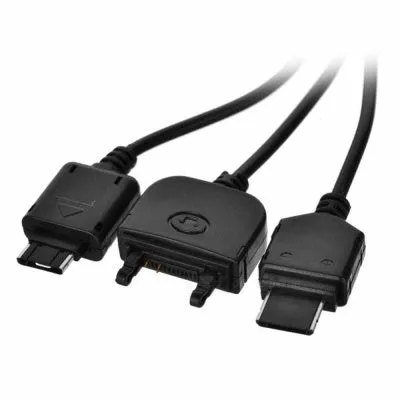 Black 10-in-1 universal USB charging sync data cable 25.5cm length on white background
