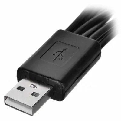 Black 10-in-1 universal USB charging sync data cable 25.5cm length on white background