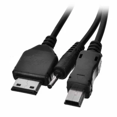 Black 10-in-1 universal USB charging sync data cable 25.5cm length on white background