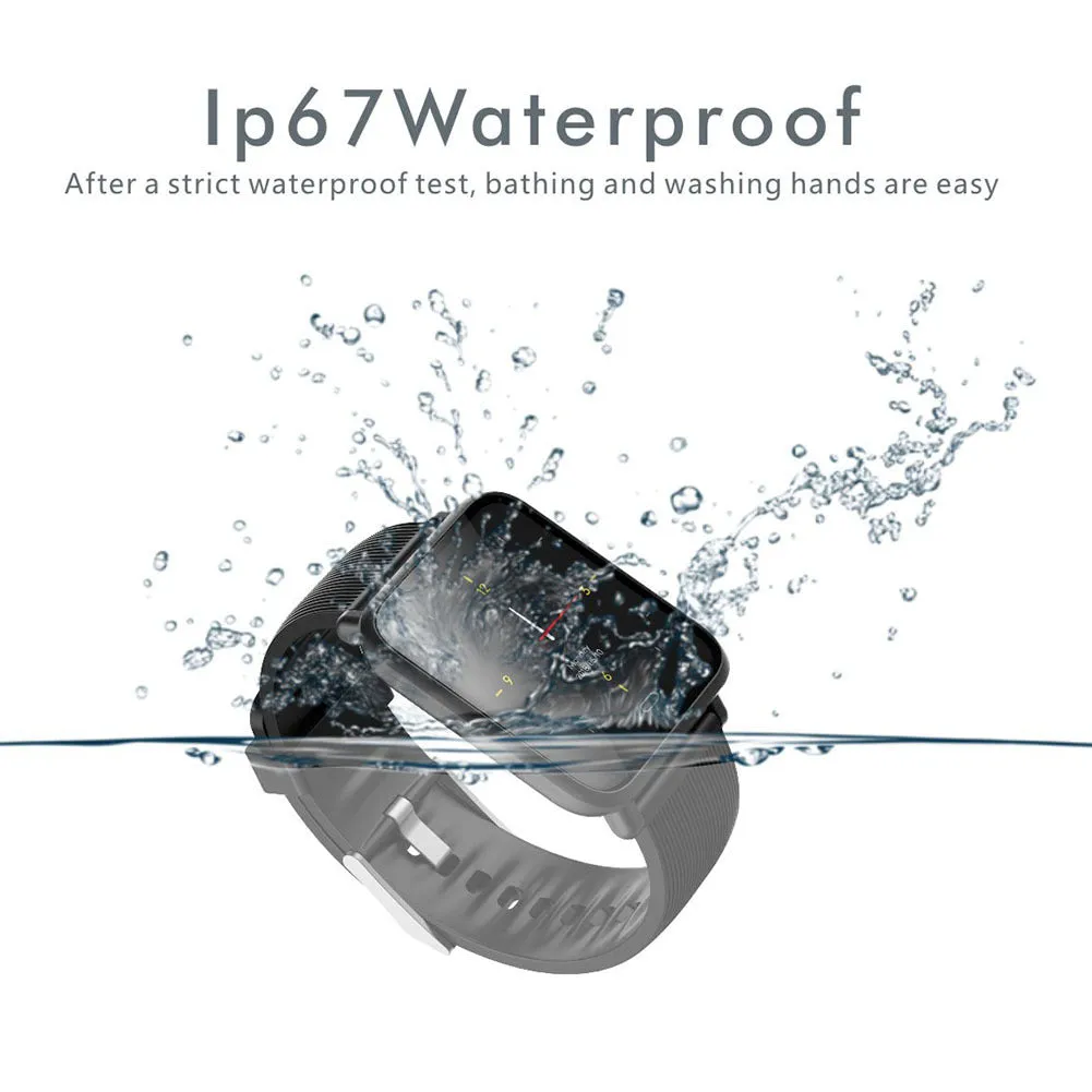 Q9 smart watch with 1.3 inch touch screen on silicone strap, black, showing heart rate display