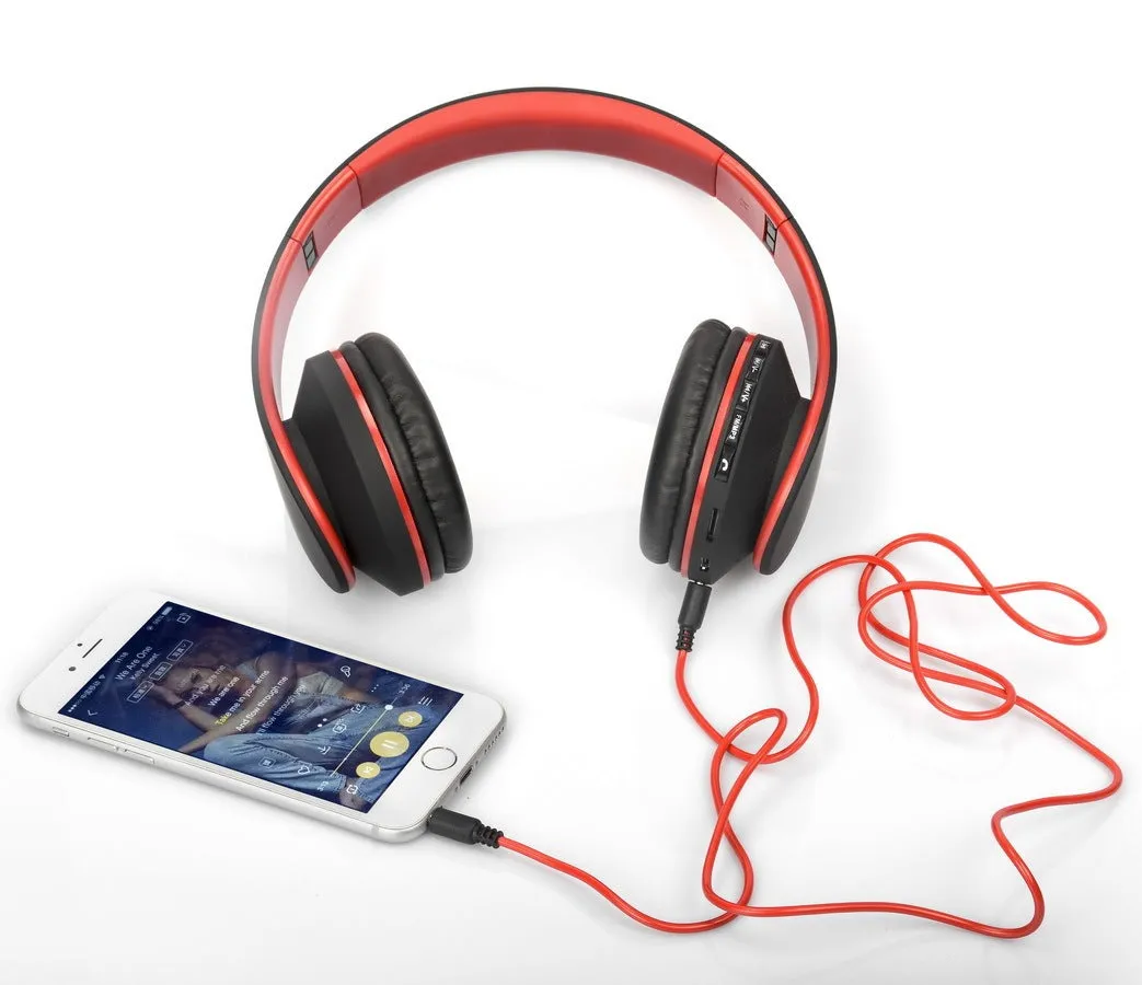 Wireless Bluetooth headset bilateral stereo black red over-ear headphones IPX3 waterproof