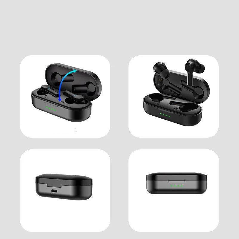 Touch Sports W20 ANC Bluetooth headphones in black, with Type-C charging case and composite membrane speaker.