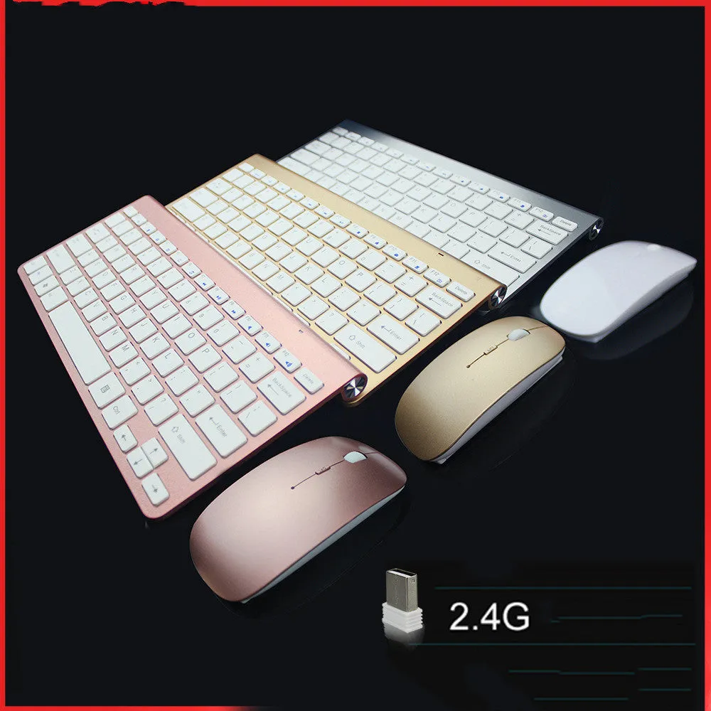 2.4G wireless keyboard and mouse set mute with USB receiver, black colour