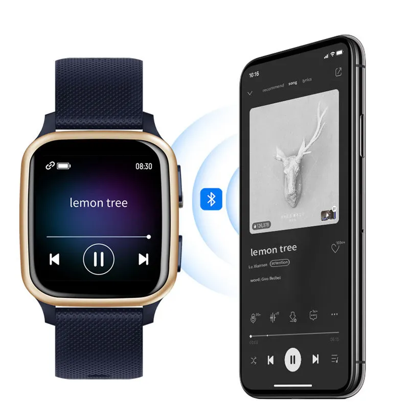 Aluminium alloy smart watch with Bluetooth call, heart rate monitor, and menstrual tracking in multiple colours.