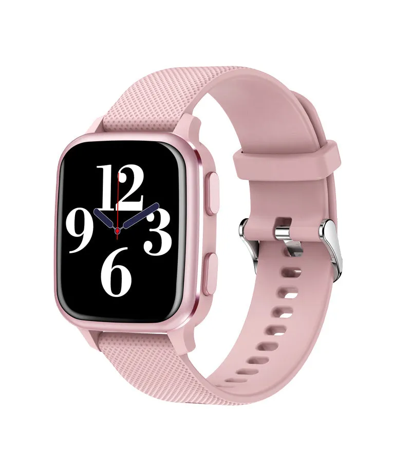 Aluminium alloy smart watch with Bluetooth call, heart rate monitor, and menstrual tracking in multiple colours.