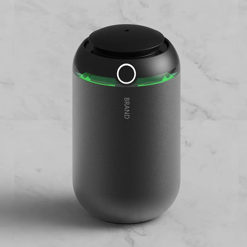 USB car aroma diffuser with wooden grain finish, 2000mAh battery, and 10ml oil bottle