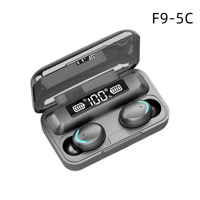 Mini wireless Bluetooth earbuds in black with earplug design for sports