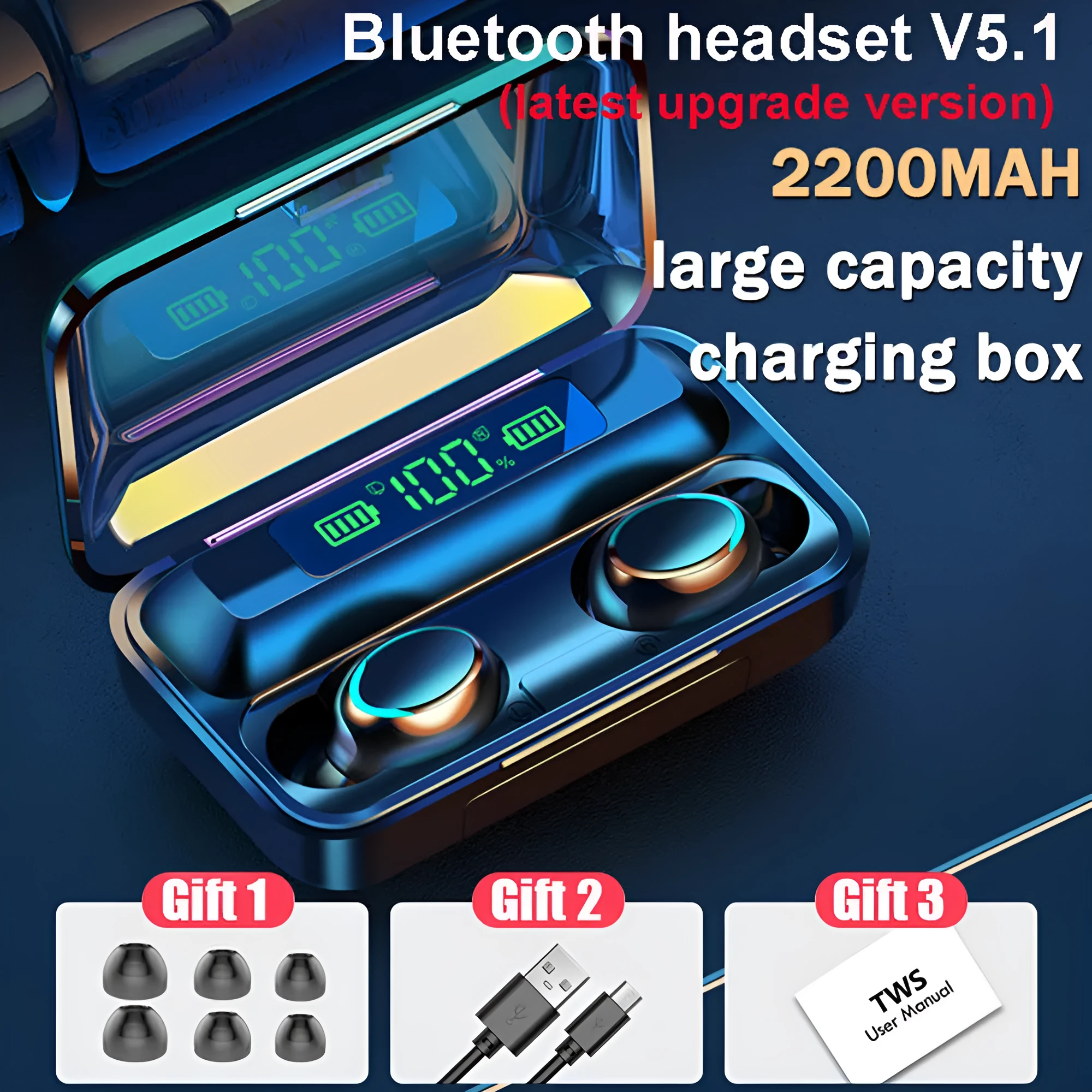Mini wireless Bluetooth earbuds in black with earplug design for sports