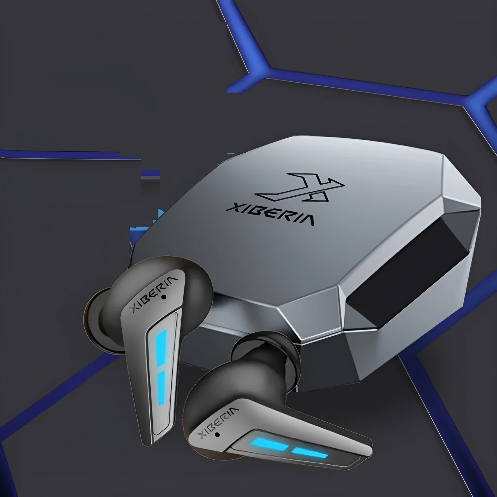 W2 True Wireless Gaming Bluetooth Headset in Grey with USB Type-C charging port