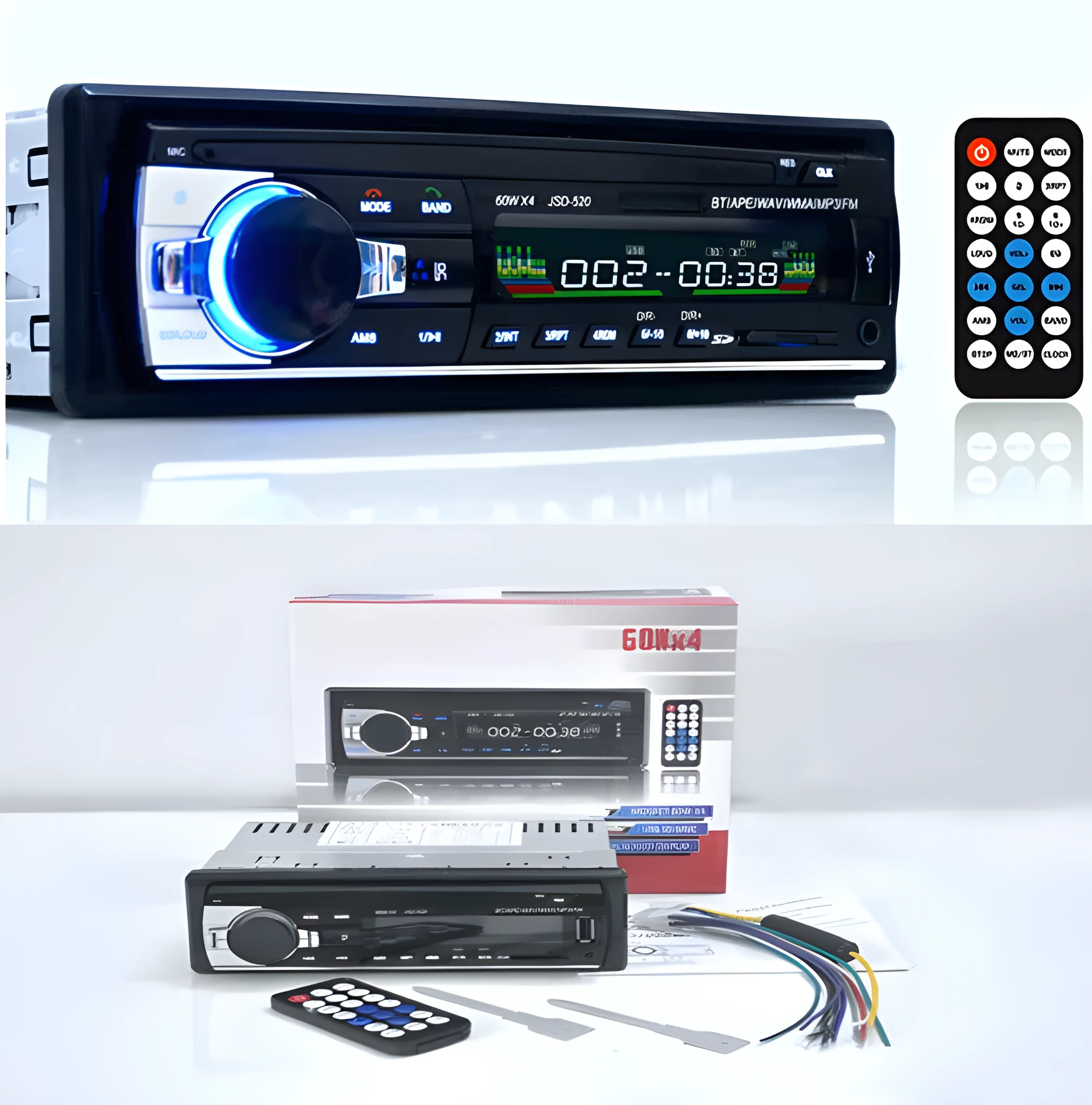 JSD-520 Bluetooth car stereo FM radio MP3 player with USB SD aux and remote control