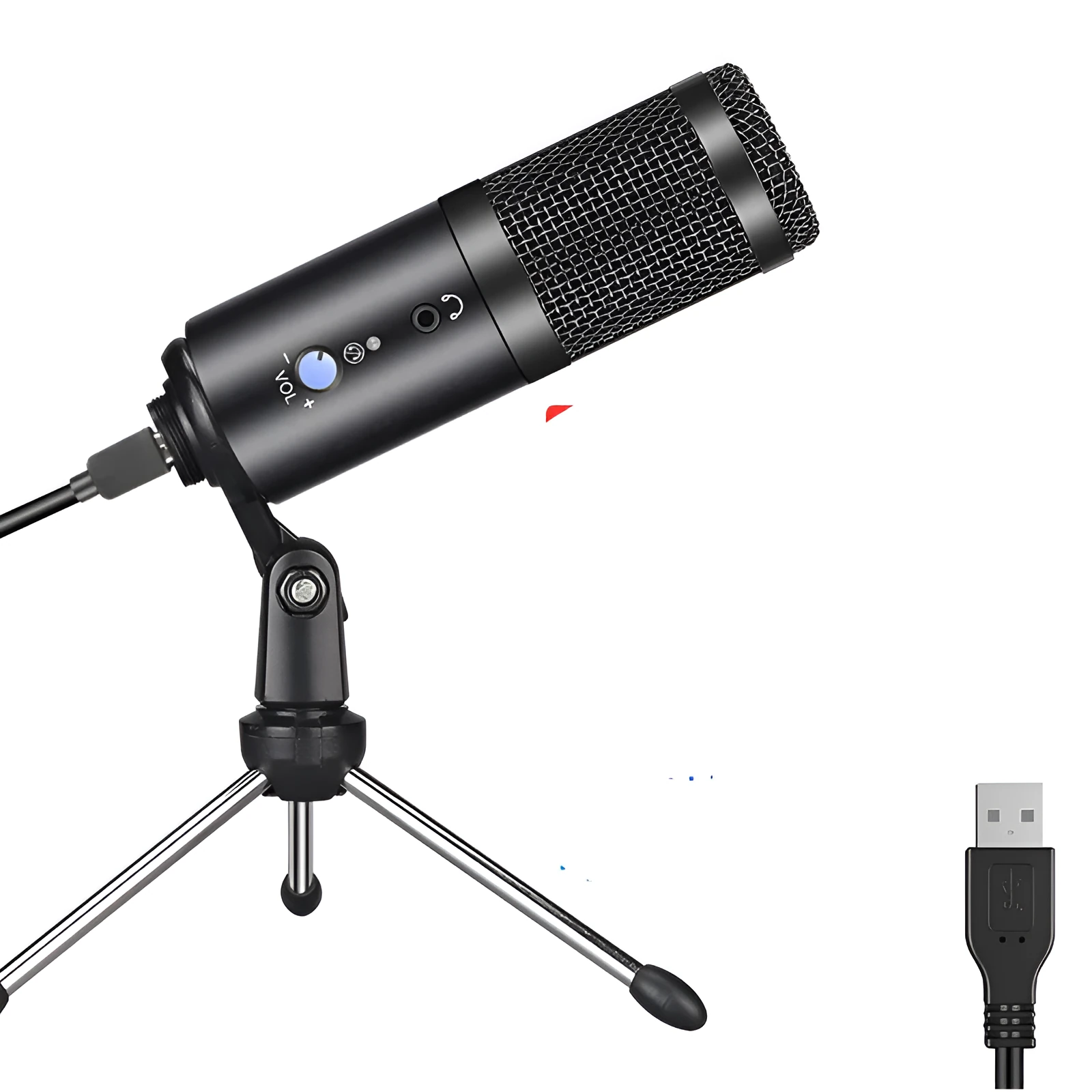 Wireless condenser microphone for podcast recording with cardioid pickup pattern, available in black and silver grey