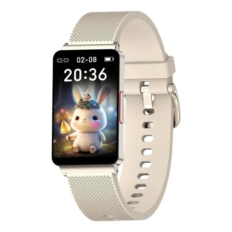 EP08 blood glucose smart bracelet with TPU strap and touch screen in black, gold, or silver colours