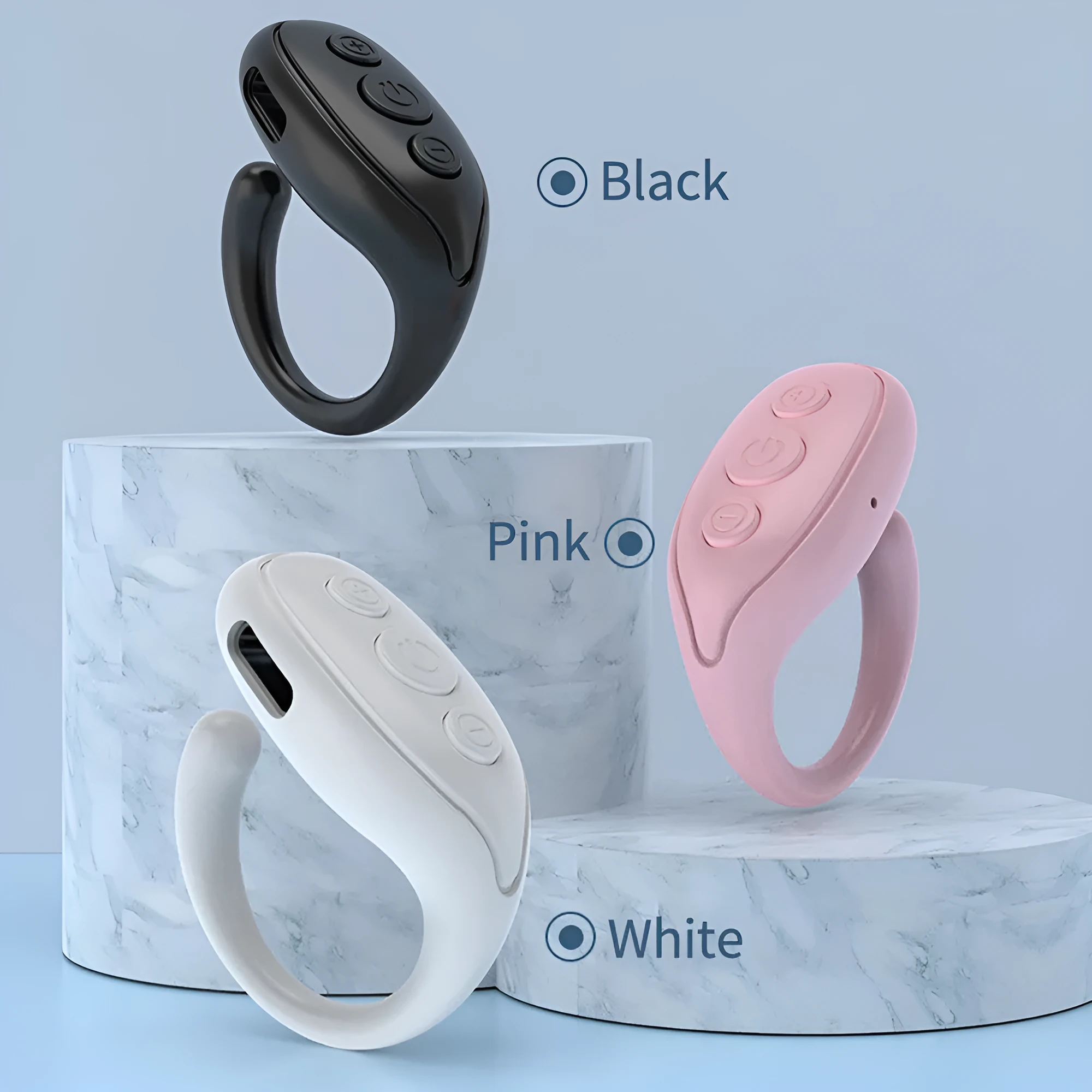 Bluetooth remote control for mobile phone camera, V5.3 chip, 50mAh battery, ABS plastic, black