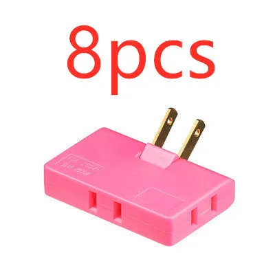 White US plug rotary head converter ultra-thin universal jack 36x36x50mm on white background