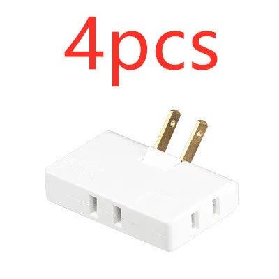 White US plug rotary head converter ultra-thin universal jack 36x36x50mm on white background