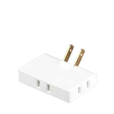 White US plug rotary head converter ultra-thin universal jack 36x36x50mm on white background