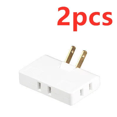 White US plug rotary head converter ultra-thin universal jack 36x36x50mm on white background