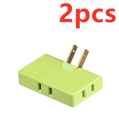 White US plug rotary head converter ultra-thin universal jack 36x36x50mm on white background