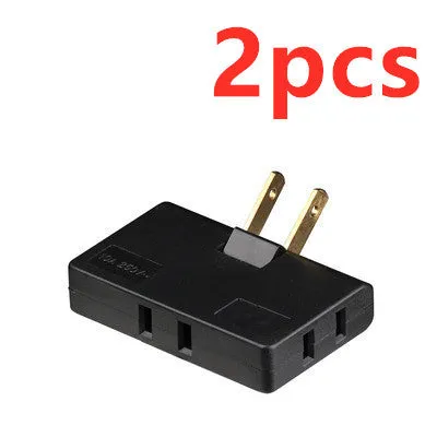 White US plug rotary head converter ultra-thin universal jack 36x36x50mm on white background