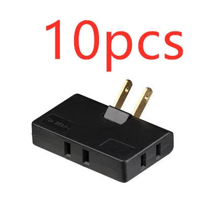 White US plug rotary head converter ultra-thin universal jack 36x36x50mm on white background