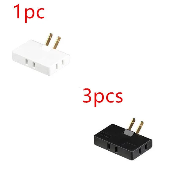 White US plug rotary head converter ultra-thin universal jack 36x36x50mm on white background