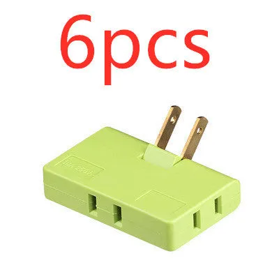 White US plug rotary head converter ultra-thin universal jack 36x36x50mm on white background
