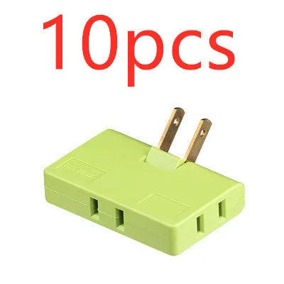 White US plug rotary head converter ultra-thin universal jack 36x36x50mm on white background