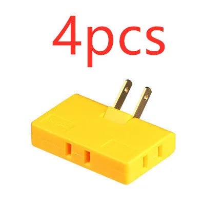 White US plug rotary head converter ultra-thin universal jack 36x36x50mm on white background
