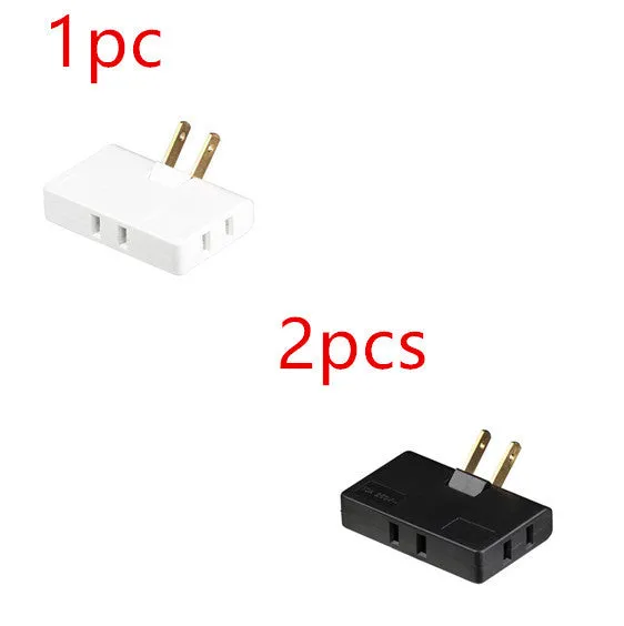White US plug rotary head converter ultra-thin universal jack 36x36x50mm on white background
