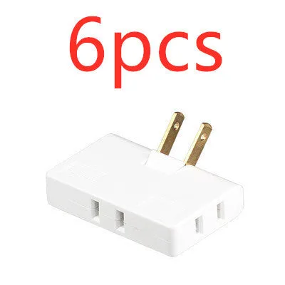 White US plug rotary head converter ultra-thin universal jack 36x36x50mm on white background