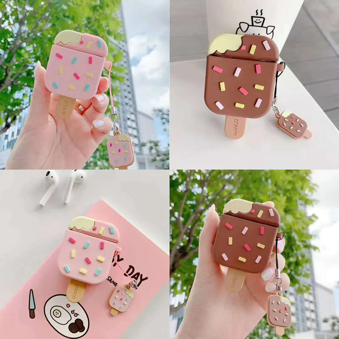 Pink silicone flip cover with cartoon camouflage pattern for AirPods Pro case